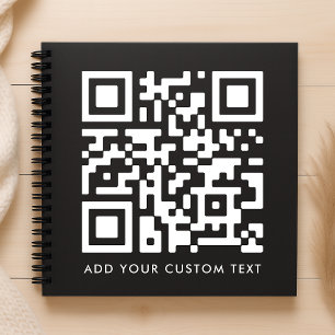QR Code Upload Black Minimalist Simple Scan Me Notebook