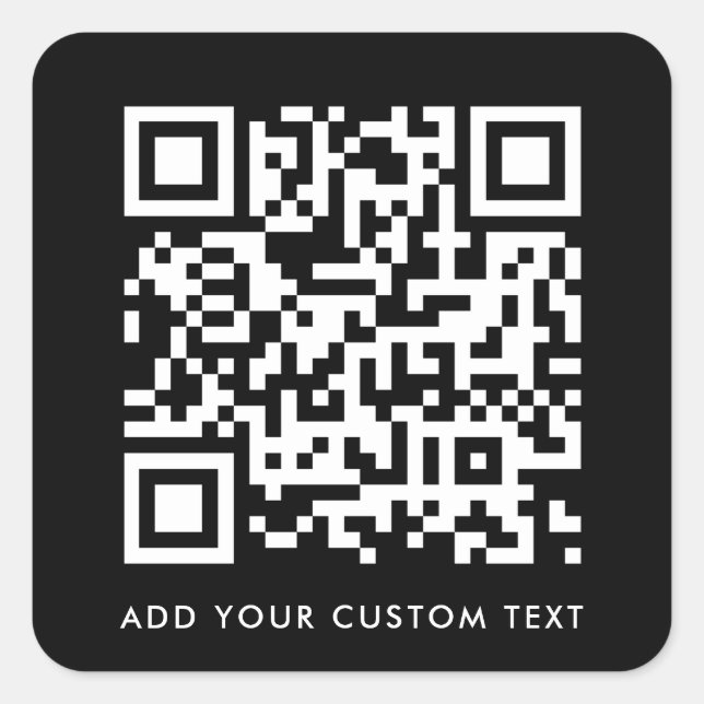 QR Code Upload | Black Minimalist Simple Scan Me Square Sticker (Front)