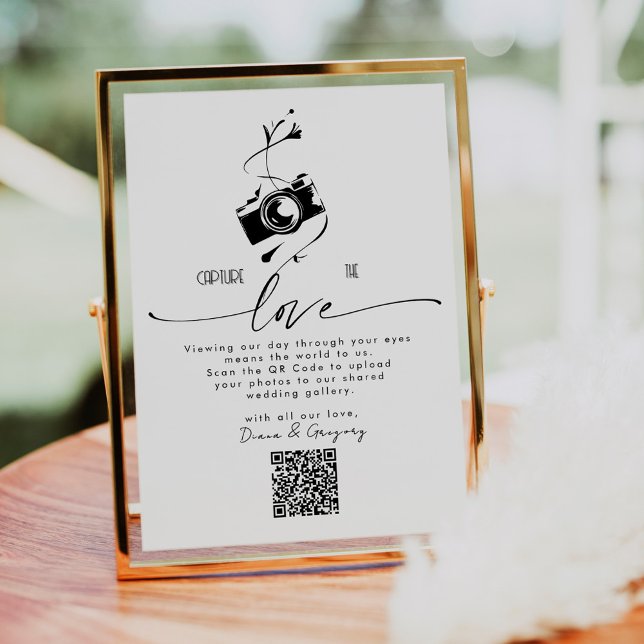 QR Code Upload Capture the Love Wedding Table Sign (Creator Uploaded)