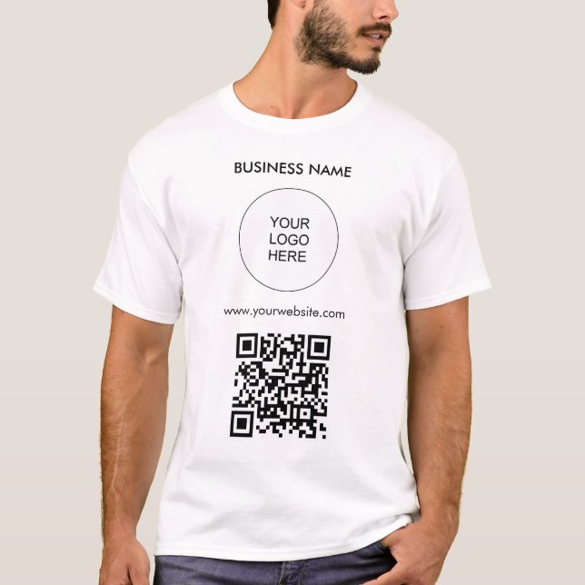 QR Code Upload Your Logo Template Men's Modern T-Shirt (Front)
