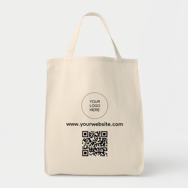 QR Code Upload Your Logo Website Address Natural Tote Bag (Front)