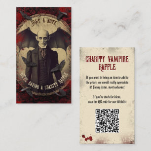 QR Code Vampire Raffle Vintage Dracula's Halloween Enclosure Card