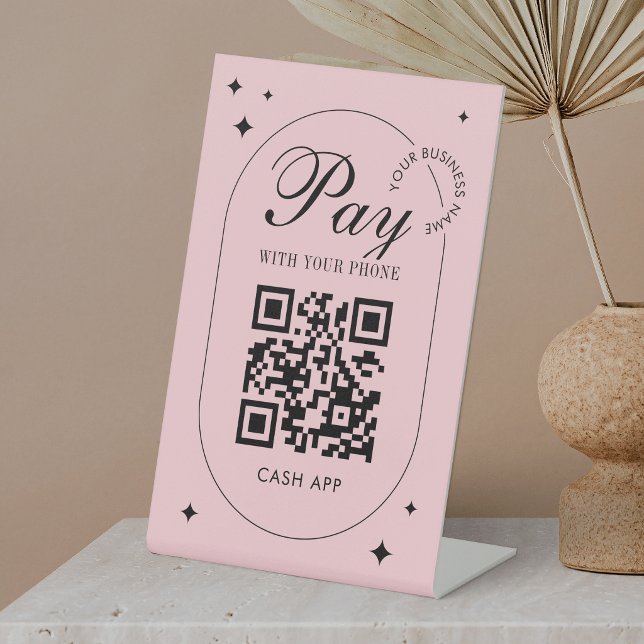 QR Code Venmo Payment Girly Pink Scan to Pay Pedestal Sign (Creator Uploaded)