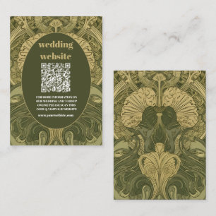 qr code Vintage Floral Art Nouveau Wedding Enclosure Card