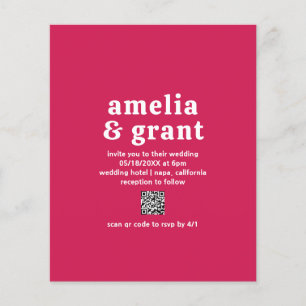 QR Code Viva Magenta Budget Wedding Invitation Flyer