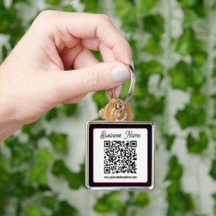 QR Code w/Script Cursive Handwriting Keychain