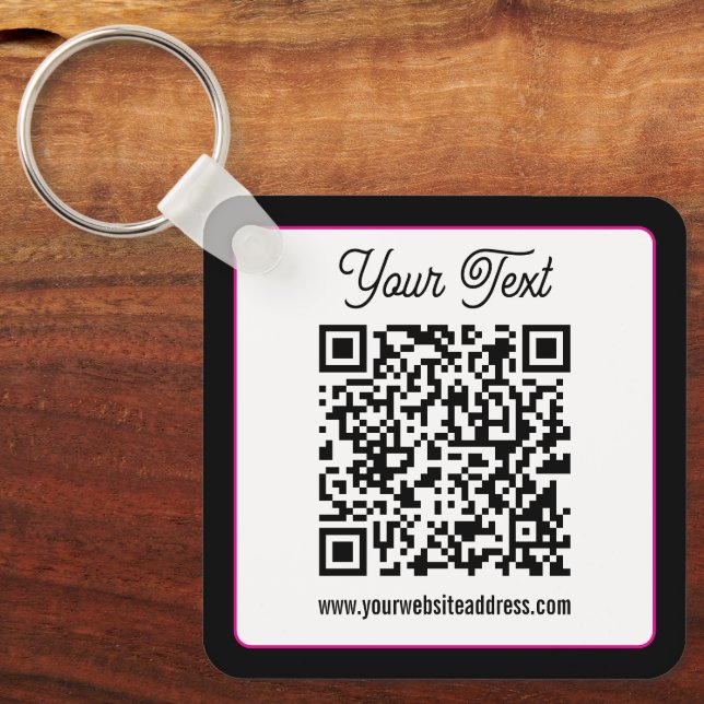 QR Code w/Script Cursive Handwriting Keychain (Front)