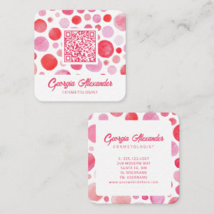 QR Code Watercolor Cosmetologist Beauty Square Business Card