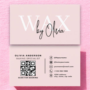 QR Code Wax Specialist Aesthetician Blush Pink Business Card