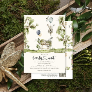 QR Code We Can Bearly Wait Woodland Baby Shower  Invitation