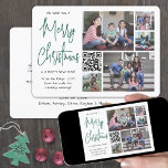 QR Code We Wish You Merry Christmas 5 Photo Green Holiday Card<br><div class="desc">This year celebrate the joyful wonders of modern technology with a fun interactive QR code photo collage holiday card. Share five of your favourite pictures as well as an online video message, song, photo album, or other website. All text on this template is simple to personalize to include any wording,...</div>