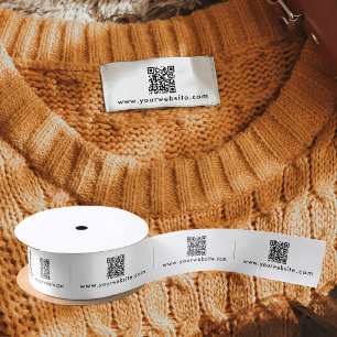 QR Code Website Labels Clothing Tags Handmade Item Satin Ribbon