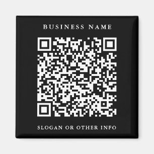 QR Code Website Link Black Simple Business  Magnet