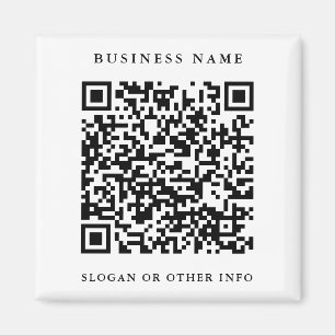 QR Code Website Link Black & White Business  Magnet