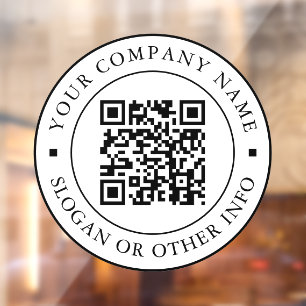 QR Code Website Link Black & White Business  Window Cling