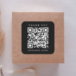 QR Code Website Link Thank You Business Black Square Sticker<br><div class="desc">Simple thank you sticker with your QR code website link. For more advanced customization of this design,  please click the BLUE DESIGN TOOL BUTTON above!  Matching items are also available.</div>