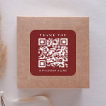 QR Code Website Link Thank You Business Red Square Sticker<br><div class="desc">Simple thank you sticker with your QR code website link. For more advanced customization of this design,  please click the BLUE DESIGN TOOL BUTTON above!  Matching items are also available.</div>