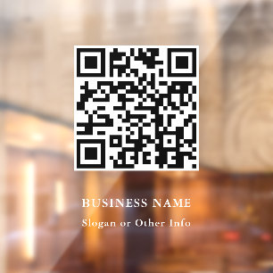QR Code Website Link White Script Business Window Cling