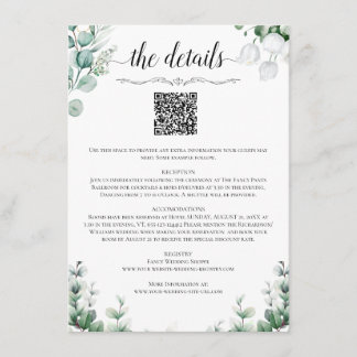 QR Code Wedding Details Enclosure Card