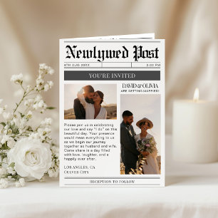 QR Code Wedding Details Newspaper Wedding Invitation