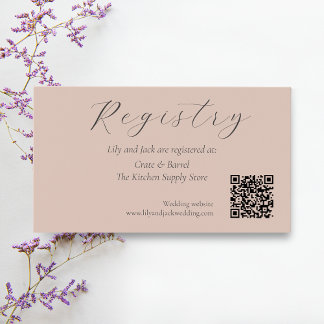 QR Code Wedding Gift Registry Enclosure Card