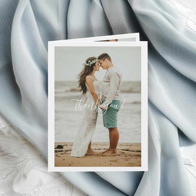 QR Code Wedding Handwritten Thank you 3 Photos Card (Creator Uploaded)
