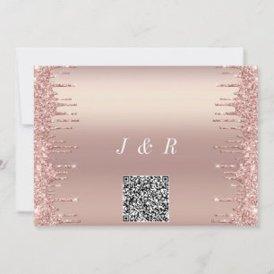 QR Code Wedding Invitation Rose Gold Blush Drips