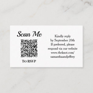 QR Code Wedding Online RSVP Black and White Enclosure Card