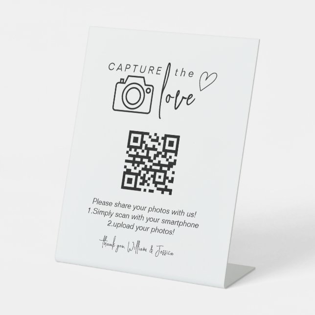 QR Code Wedding Photo Sharing Pedestal Sign (Front)