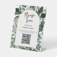 QR code wedding program Modern Botanical Greenery 