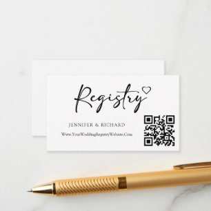 QR Code Wedding Registry Modern Simple Calligraphy Enclosure Card