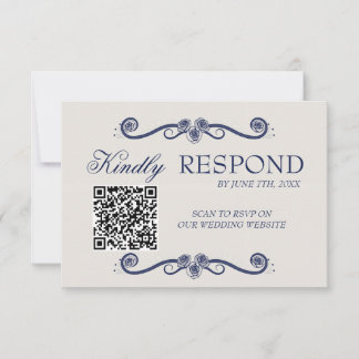 QR Code Wedding RSVP Card | Elegant Boho Old Money
