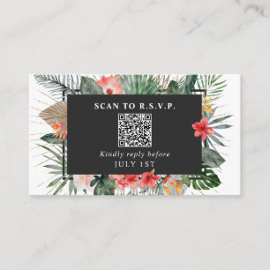 QR Code Wedding RSVP Tropical Floral  Enclosure Card