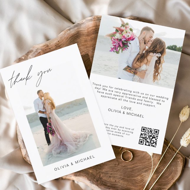 QR Code Wedding Thank You Photo Card (Creator Uploaded)