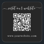 QR Code Wedding Website Black Square Sticker<br><div class="desc">Simple minimalist QR Code wedding website black square sticker. Customize with your website. Great for wedding websites like online rsvp and wedding details.</div>