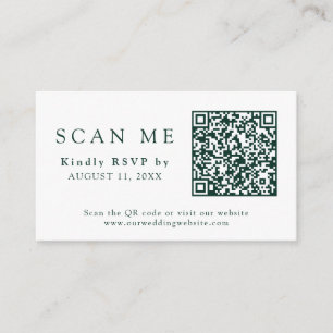 QR Code Wedding Website Emerald Green Wedding RSVP Enclosure Card
