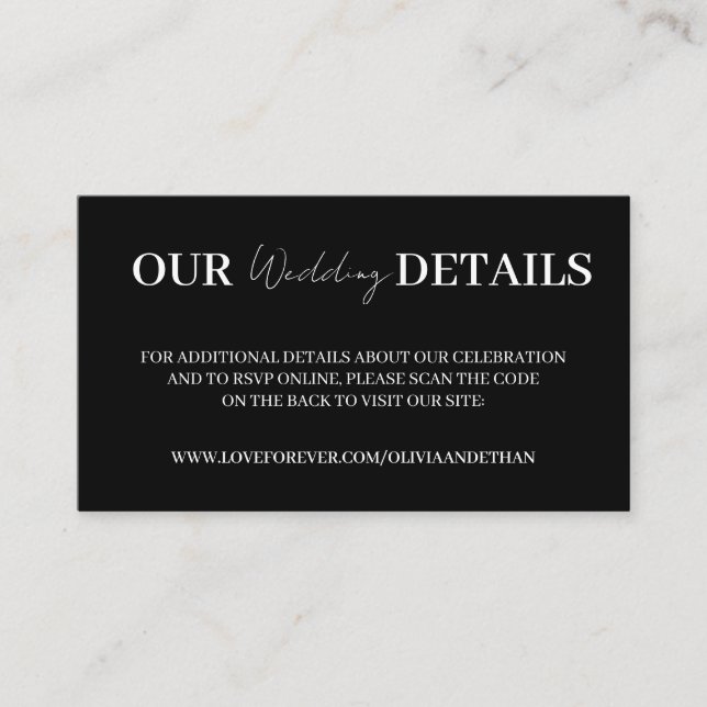 QR Code Wedding Website Enclosure Card (Front)