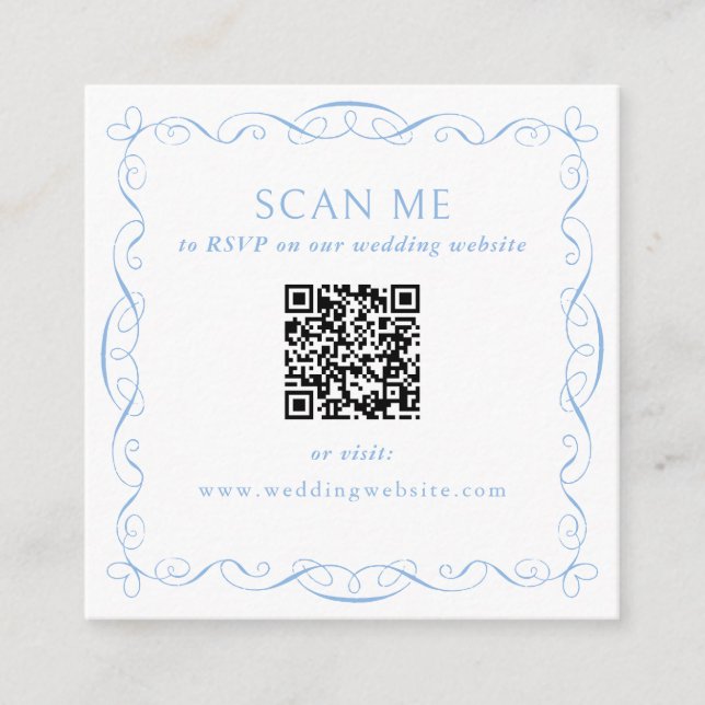 QR Code Wedding Website Enclosure Card (Front)