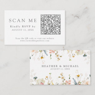 QR Code & Wedding Website Garden Flowers RSVP Enclosure Card