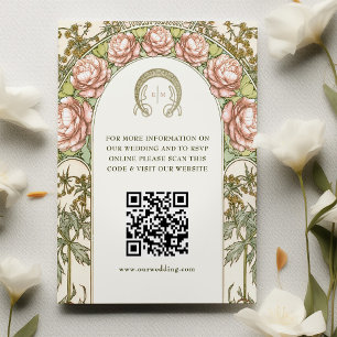 QR Code Wedding Website Info Art Nouveau Enclosure Card