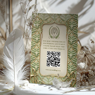 QR Code Wedding Website Info Art Nouveau Enclosure Card