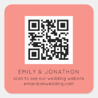 QR Code Wedding Website Names Coral Rose