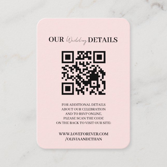 QR Code Wedding Website RSVP Enclosure Card (Front)