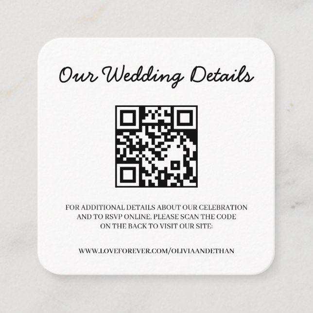 QR Code Wedding Website & RSVP Enclosure Card (Front)
