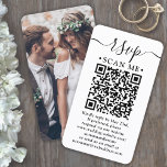 QR Code Wedding Website RSVP Photo Enclosure Card<br><div class="desc">Share one of your engagement or wedding photos and simplify RSVP responses with chic modern QR Code enclosure cards. Picture and all text are simple to customize. (IMAGE PLACEMENT TIP: An easy way to center a photo exactly how you want is to crop it before uploading to the Zazzle website.)...</div>