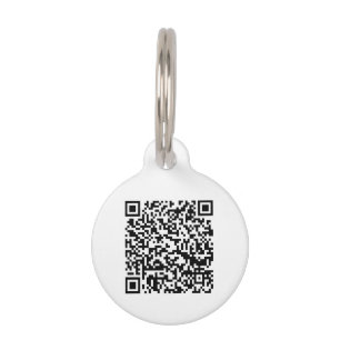 QR Code white black custom contact Info dog cat  Pet Tag