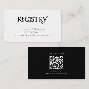 QR Code White Chic Elegant Simple Registry  Enclosure Card
