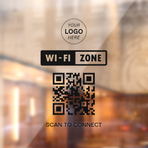 QR Code Wifi Business Logo Scan to Connect Window Cling