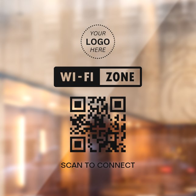 QR Code Wifi Business Logo Scan to Connect Window Cling (Sheet 2)
