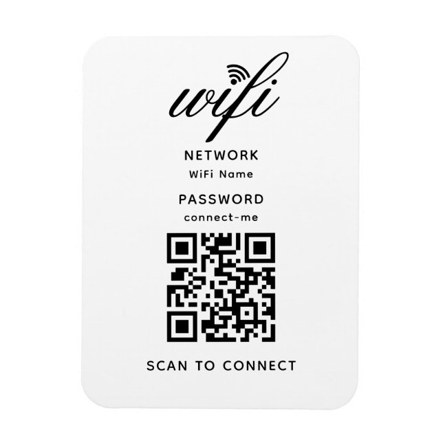 QR Code Wifi Internet Password White Flexible Magnet (Vertical)